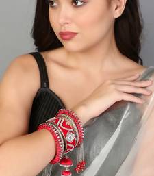 Women set of 9 multi-plated stone-studded bangles