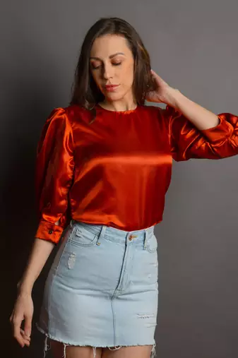 Rust satin top