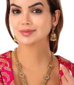 Mansiyaorange matte gold multi colour temple theme maa lakshmi motif choker set for women