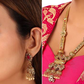Mansiyaorange matte gold multi colour temple theme maa lakshmi motif choker set for women 3