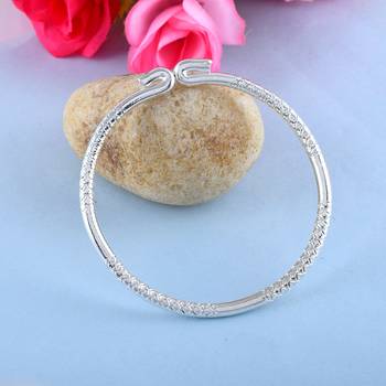 Brass silverplated free size kada for men and women 5