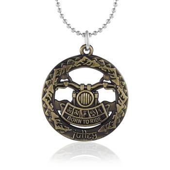 Brass antique goldplated bikers fashion pendant with chain for men 1
