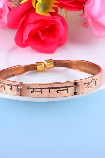 Pure copper jai mata di free size kada for men and women
