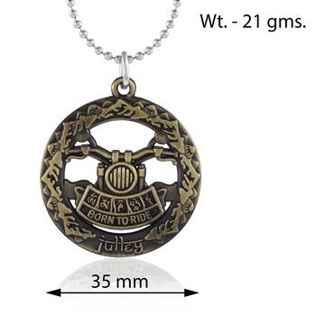 Brass antique goldplated bikers fashion pendant with chain for men 3