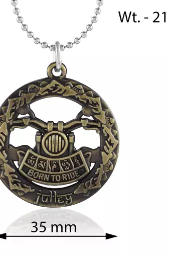 Brass antique goldplated bikers fashion pendant with chain for men
