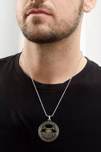 Brass antique goldplated bikers fashion pendant with chain for men