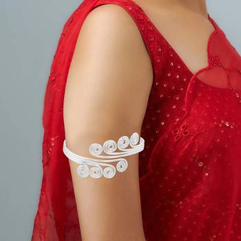 brass anti tarnish silverplated handmade single wire bajubandh armlet kada bangle women traditional jewellery 3