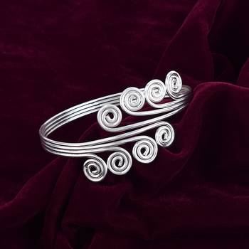 brass anti tarnish silverplated handmade single wire bajubandh armlet kada bangle women traditional jewellery 4