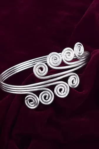 brass anti tarnish silverplated handmade single wire bajubandh armlet kada bangle women traditional jewellery