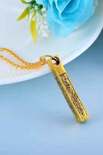 dzine trendz brass antique goldplated pendant with chain