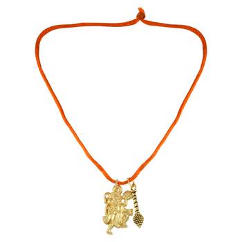 Brass goldplated hanuman with gada pendant hindu temple jewellery 3