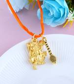 Brass goldplated hanuman with gada pendant hindu temple jewellery