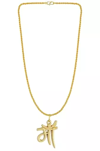 brass goldplated maa pendant withn chain fashion jewellery for men and women