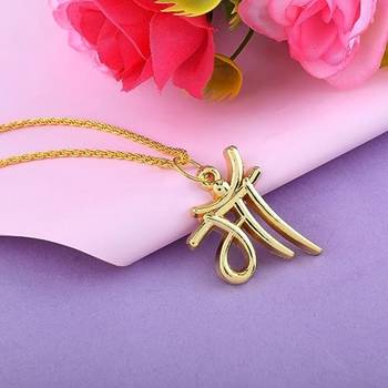 brass goldplated maa pendant withn chain fashion jewellery for men and women 3