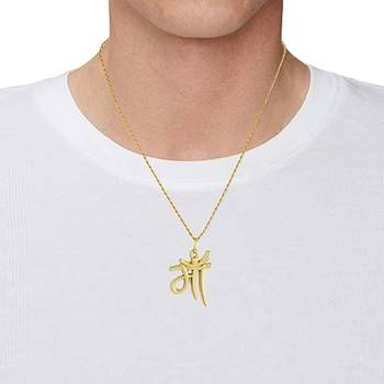 brass goldplated maa pendant withn chain fashion jewellery for men and women 4