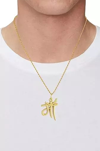 brass goldplated maa pendant withn chain fashion jewellery for men and women