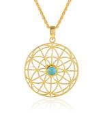 Brass goldplated turquoise firoza chakra pendant with chain