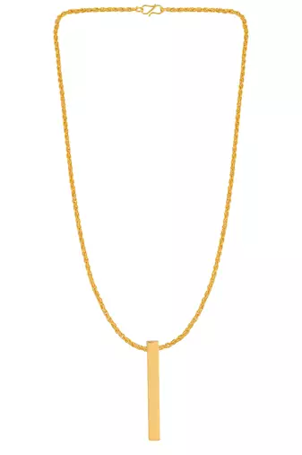 Brass gold & silverplated bar shape combo fashion jewellery pendants with chain for men women