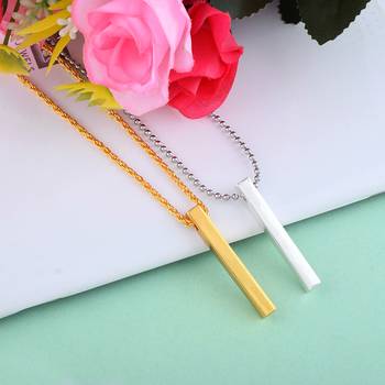Brass gold & silverplated bar shape combo fashion jewellery pendants with chain for men women 5