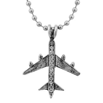 Stainless steel silver plated aeroplane design high flyer fashion jewellery pendant with chain men women 1