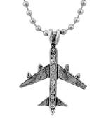 Stainless steel silver plated aeroplane design high flyer fashion jewellery pendant with chain men women