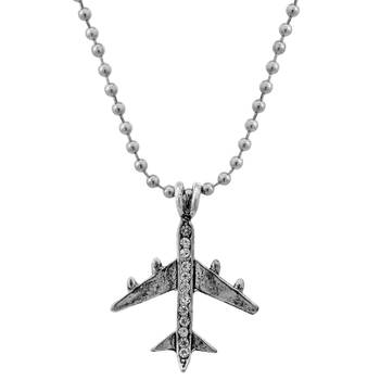 Stainless steel silver plated aeroplane design high flyer fashion jewellery pendant with chain men women 2