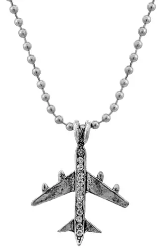 Stainless steel silver plated aeroplane design high flyer fashion jewellery pendant with chain men women
