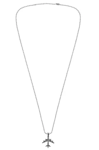 Stainless steel silver plated aeroplane design high flyer fashion jewellery pendant with chain men women
