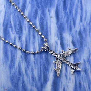 Stainless steel silver plated aeroplane design high flyer fashion jewellery pendant with chain men women 5