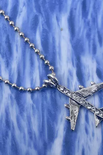 Stainless steel silver plated aeroplane design high flyer fashion jewellery pendant with chain men women