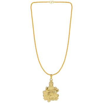 Brass goldplated reversible heavy saraswati pendant with chain temple jewellery 2