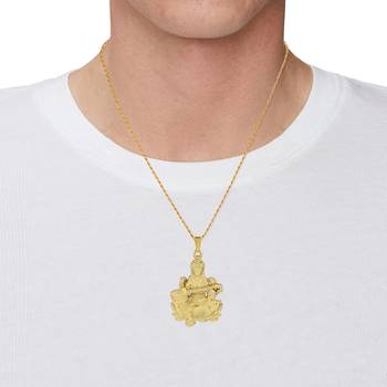 Brass goldplated reversible heavy saraswati pendant with chain temple jewellery 4