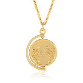Brass goldplated rupee coin fashion pendant with chain for men and women 1