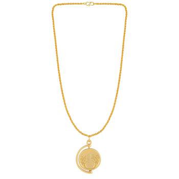 Brass goldplated rupee coin fashion pendant with chain for men and women 3