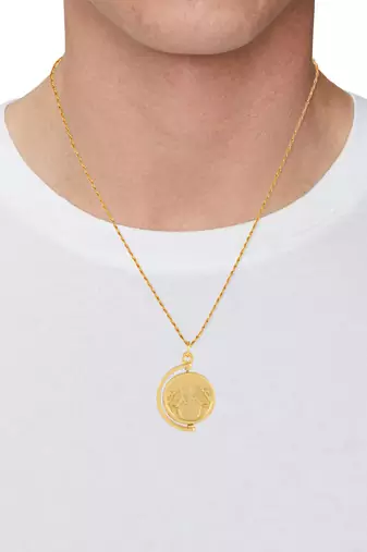 Brass goldplated rupee coin fashion pendant with chain for men and women