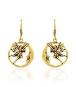 Brass antique goldplated angel on moon stylish fashion earrings for women