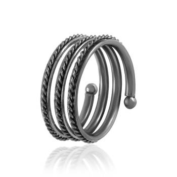 Brass black silverplated spiral fashion finger ring for men and women 1