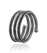 Brass black silverplated spiral fashion finger ring for men and women