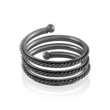 Brass black silverplated spiral fashion finger ring for men and women 2