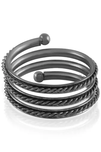 Brass black silverplated spiral fashion finger ring for men and women