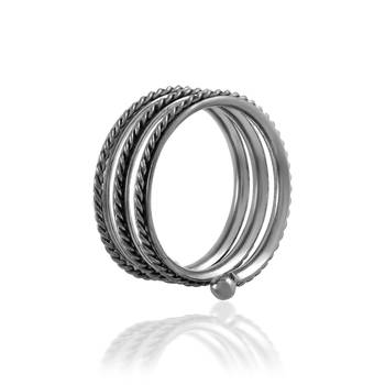 Brass black silverplated spiral fashion finger ring for men and women 3