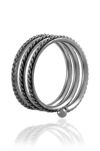 Brass black silverplated spiral fashion finger ring for men and women
