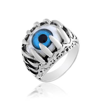 Brass antique finish evil eye fashion finger ring men free size 1