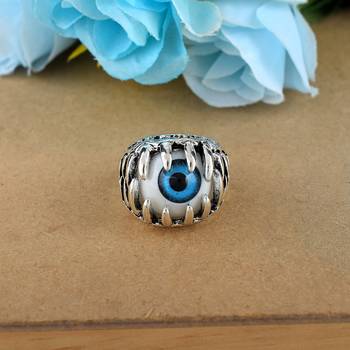 Brass antique finish evil eye fashion finger ring men free size 5