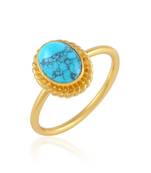 Brass goldplated turquoise firoza fashion finger ring for women