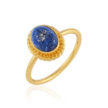 Brass goldplated lapis lazuli fashion finger ring for women 1
