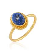 Brass goldplated lapis lazuli fashion finger ring for women