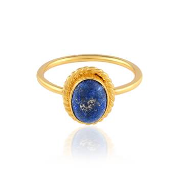 Brass goldplated lapis lazuli fashion finger ring for women 2