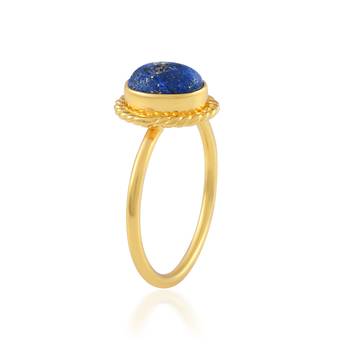 Brass goldplated lapis lazuli fashion finger ring for women 3