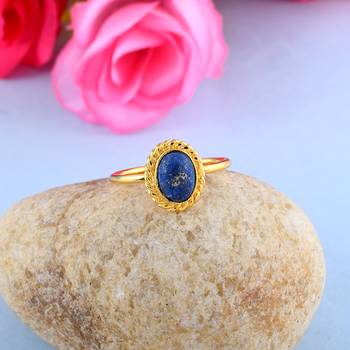 Brass goldplated lapis lazuli fashion finger ring for women 5